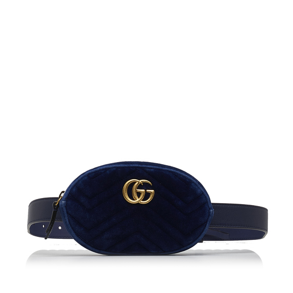 Pre-Loved Gucci GG Marmont Velvet Matelasse Belt Bag - Picture 1 of 10